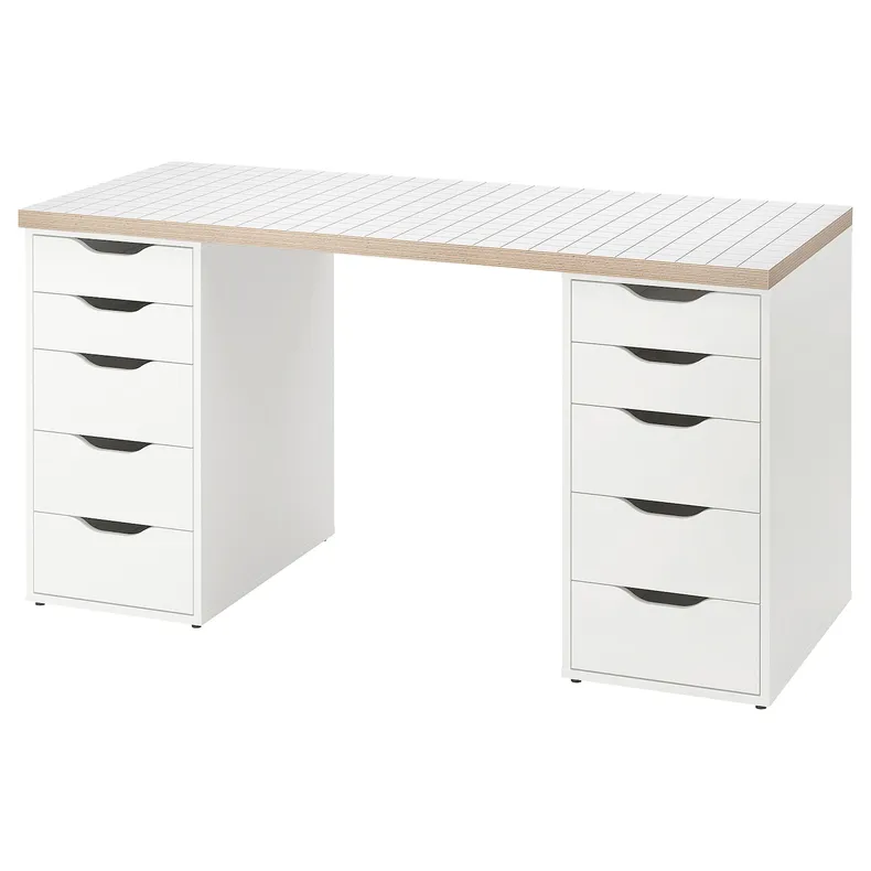 IKEA LAGKAPTEN ЛАГКАПТЕН / ALEX АЛЕКС, письмовий стіл, білий антрацит / білий, 140x60 см 995.084.34 фото №1