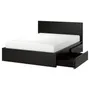 IKEA MALM МАЛЬМ, каркас ліжка, високий, 4 крб д / збер, чорно-коричневий / ЛЕНСЕТ, 160x200 см 390.192.25 фото