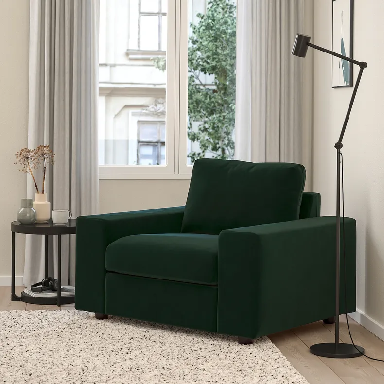 IKEA VIMLE ВІМЛЕ, крісло, з широкими підлокітниками Djuparp/темно-зелений 094.768.71 фото №2