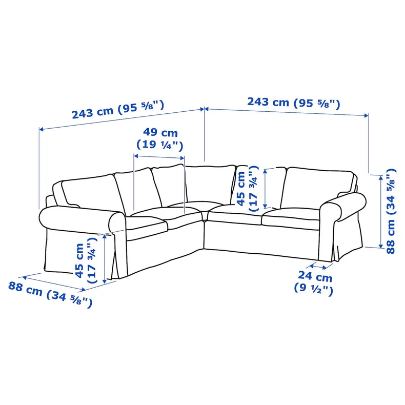 IKEA EKTORP ЕКТОРП, кутовий диван, 4-місний, Хакебо сіро-зелений 595.089.83 фото №6