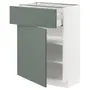 IKEA METOD МЕТОД / MAXIMERA МАКСИМЕРА, напольный шкаф с ящиком / дверцей, белый / бодарский серо-зеленый, 60x37 см 294.584.37 фото