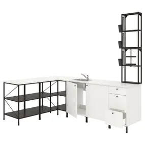 IKEA ENHET ЭНХЕТ, угловая кухня, антрацит / белый 693.382.35 фото