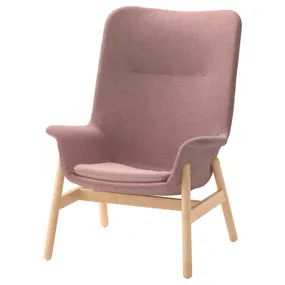 IKEA VEDBO ВЕДБУ, крісло із високою спинкою, Гарматний світло-рожевий 505.522.25 фото