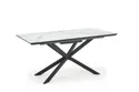 Кухонний стіл розкладний HALMAR DIESEL 160-200x90 см, стільниця - білий мармур / темно-сірий, ніжки - чорні фото thumb №1