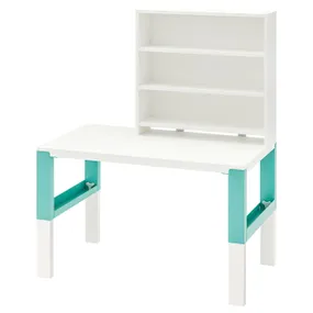 IKEA PÅHL ПОЛЬ, письмовий стіл із стелажем, білий / бірюзовий, 96x58 см 494.378.54 фото