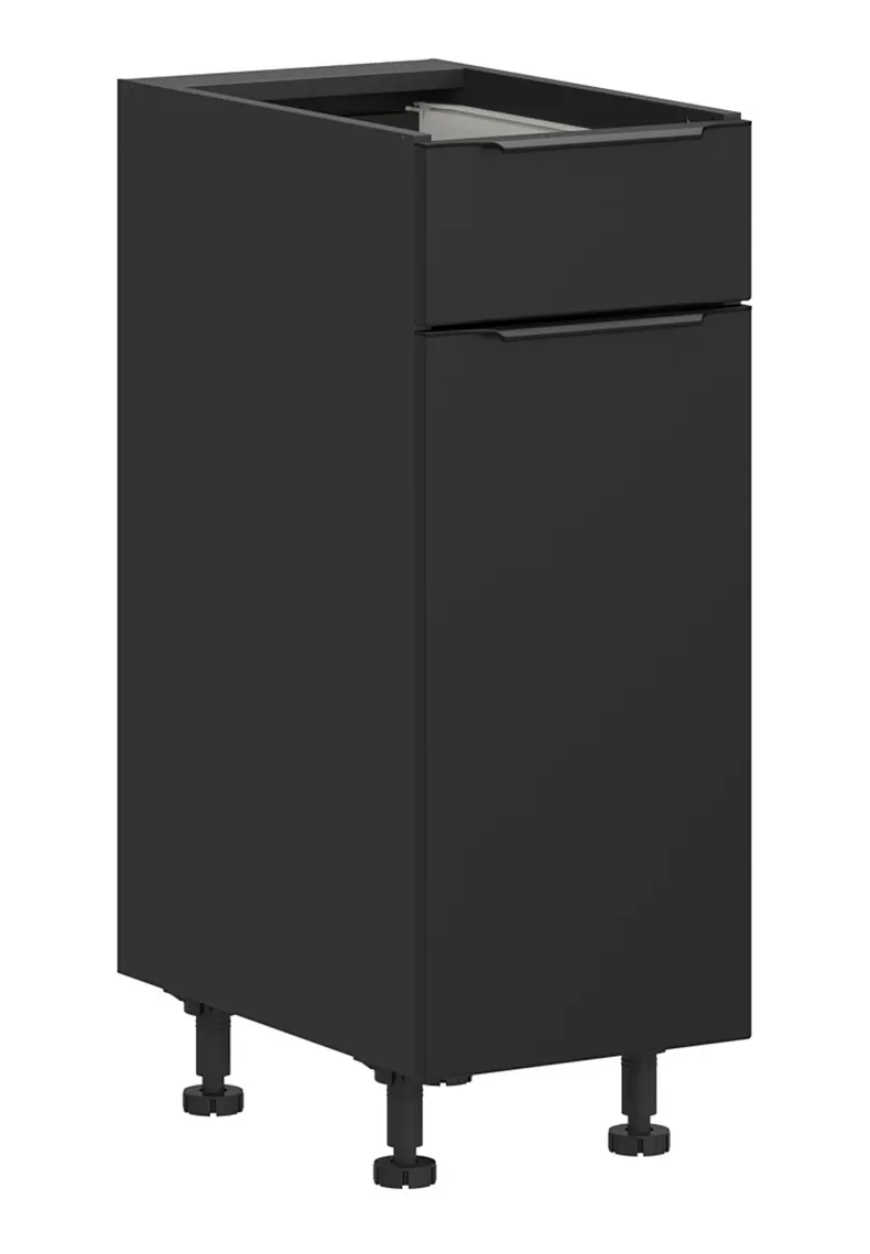 BRW Кухонна шафа Sole L6 30 см права з висувною шухлядою чорний матовий, чорний/чорний матовий FM_D1S_30/82_P/SMB-CA/CAM фото №2