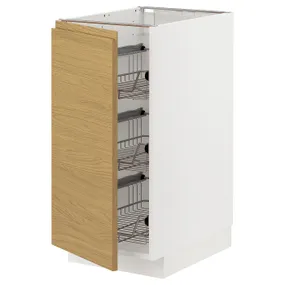 IKEA METOD МЕТОД, підлогова шафа з дротяними кошиками, білий / Voxtorp імітація. дуб, 40x60 см 295.380.81 фото