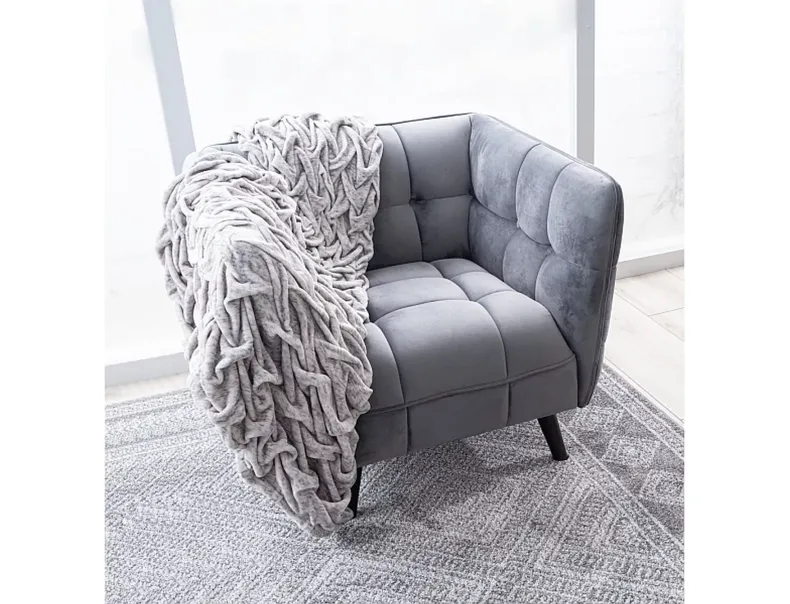 Мягкое кресло бархатное SIGNAL CASTELLO Velvet 1, Bluvel 14 - серый фото №3