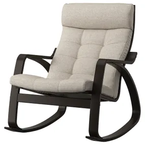 IKEA POÄNG ПОЭНГ, кресло-качалка, черный / коричневый / бежевый 895.020.41 фото