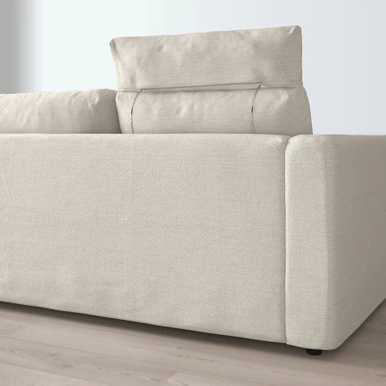 IKEA VIMLE ВІМЛЕ, 3-місний диван із кушеткою, з підголовником / Gunnared бежевий 293.991.03 фото №5