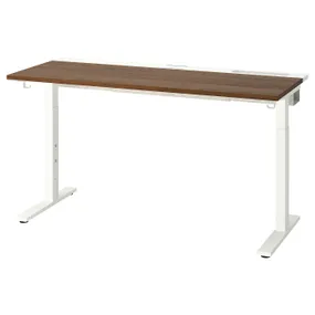 IKEA MITTZON МІТТЗОН, письмовий стіл, горіх / білий, 140x60 см 495.280.57 фото