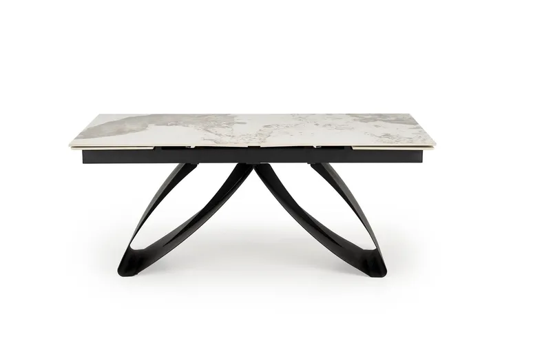 Розкладний стіл HALMAR HILARIO 180-260х90 см, стільниця - білий мармур, ніжки - чорні фото №1