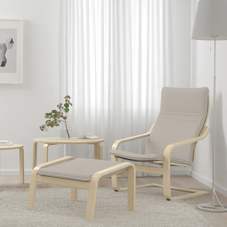 IKEA POÄNG ПОЕНГ, крісло, березовий шпон / КНІСА світло-бежевий 392.407.87 фото №2