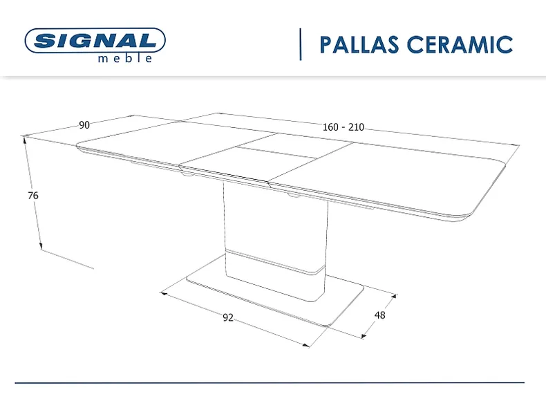 Керамічний Стіл SIGNAL PALLAS, сірий, чорний, 90x160 фото №5