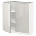 IKEA METOD МЕТОД, напольный шкаф с полками / 2дверцами, белый / светло-серый, 80x37 см 494.574.27 фото thumb №1