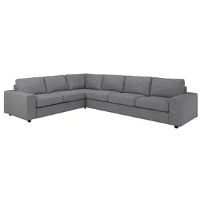 IKEA VIMLE ВІМЛЕ, кутовий диван, 5-місний, з широкими підлокітниками/Lejde сіро-чорний 394.367.32 фото