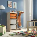 IKEA TROFAST, стеллаж для мусорных контейнеров, Светлая сосна, окрашенная в белый цвет, светло-оранжевый/серый, 44x30x91 см 795.754.34 фото thumb №2