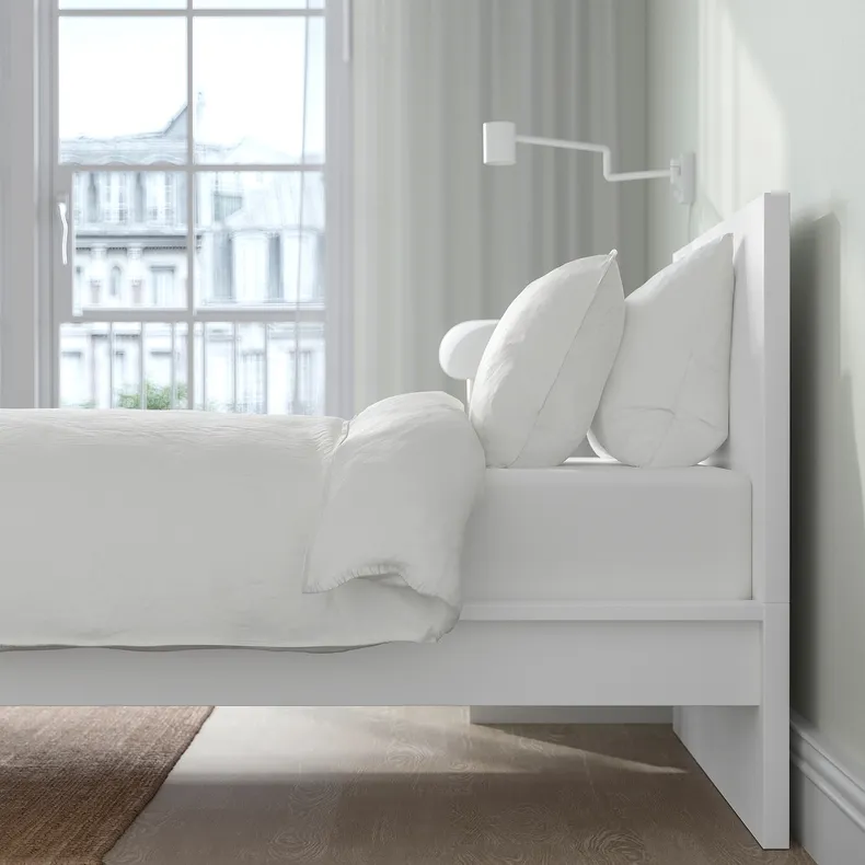 IKEA MALM МАЛЬМ, каркас кровати с матрасом, белый / Валевог средней жесткости, 120x200 см 095.446.67 фото №4