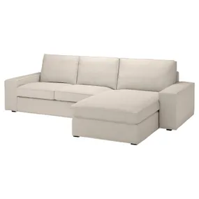 IKEA KIVIK КІВІК, 3-місний диван із кушеткою, Gunnared бежевий 894.847.73 фото