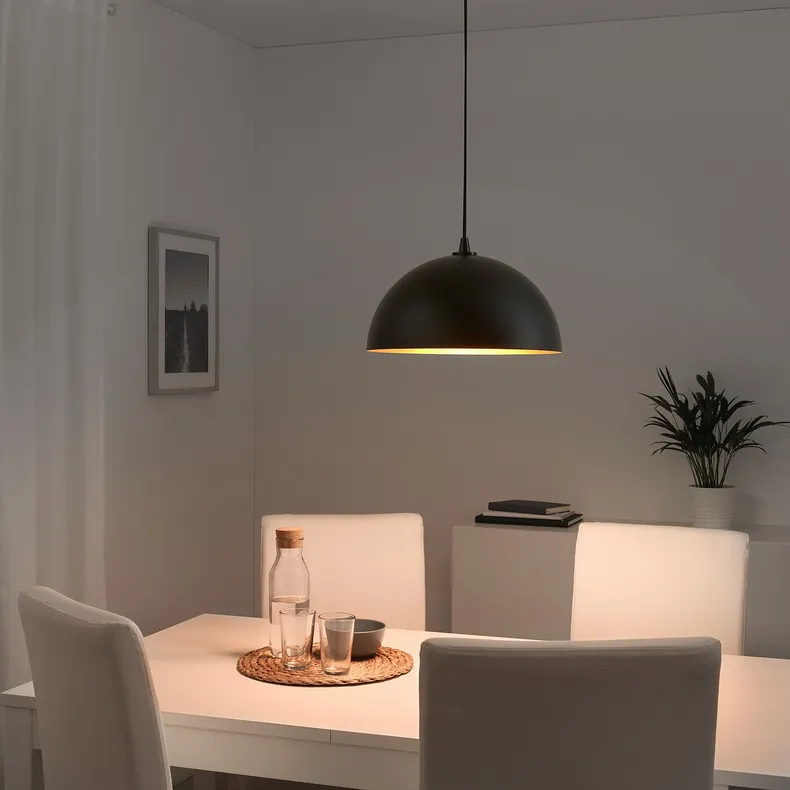 IKEA DYVIKA ДЮВИКА, абажур для подвесн светильника, черный / медный цвет, 35 см 005.480.09 фото №4