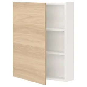 IKEA ENHET ЭНХЕТ, навесной шкаф с 2 полками/дверцей, белый/имит. дуб, 60x17x75 см 493.236.64 фото