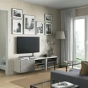 IKEA BESTÅ БЕСТО, тумба для телевізора з дверцятами, білий / КАЛЛЬВІКЕН світло-сірий, 180x42x38 см 394.217.97 фото thumb №2