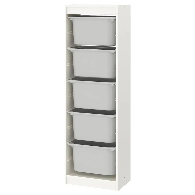 IKEA TROFAST ТРУФАСТ, комбінація для зберіган +контейнери, білий / сірий, 46x30x145 см 995.333.20 фото №1