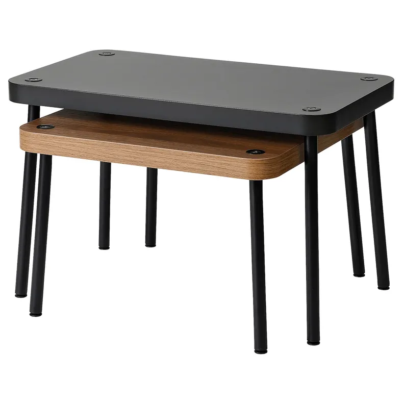 IKEA SONHULT СОНХУЛЬТ, комплект столів, 2 шт, сірий/під горіх 305.785.56 фото №2