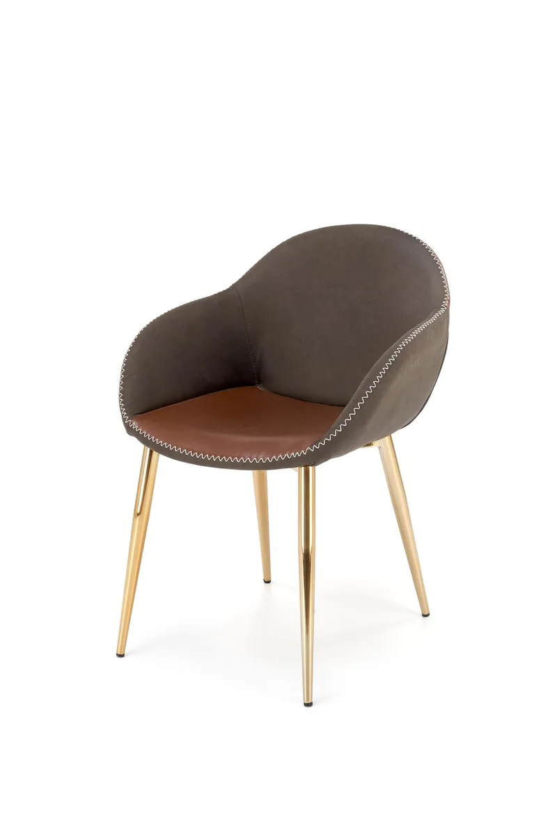 Кухонний стілець HALMAR K304 темно-сірий/коричневий/золотистий хром фото №1
