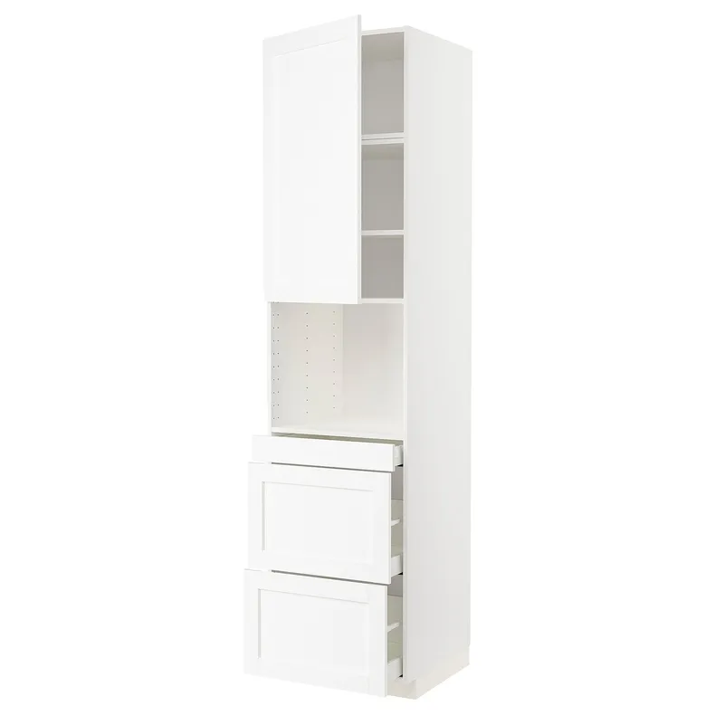 IKEA METOD МЕТОД / MAXIMERA МАКСИМЕРА, высокий шкаф д / СВЧ / дверца / 3ящика, белый Энкёпинг / белая имитация дерева, 60x60x240 см 794.735.91 фото №1