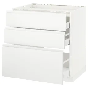 IKEA METOD МЕТОД / MAXIMERA МАКСИМЕРА, напольн шкаф / 3фронт пнл / 3ящика, белый / Воксторп матовый белый, 80x60 см 291.127.90 фото