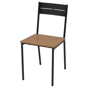 IKEA SANDSBERG САНДСБЕРГ, стілець, чорний / коричнева морилка 704.129.60 фото