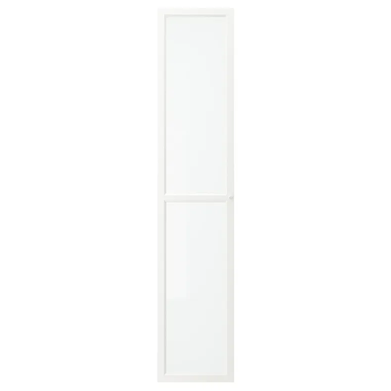IKEA OXBERG ОКСБЕРГ, скляні дверцята, білий, 40x192 см 902.756.17 фото №1