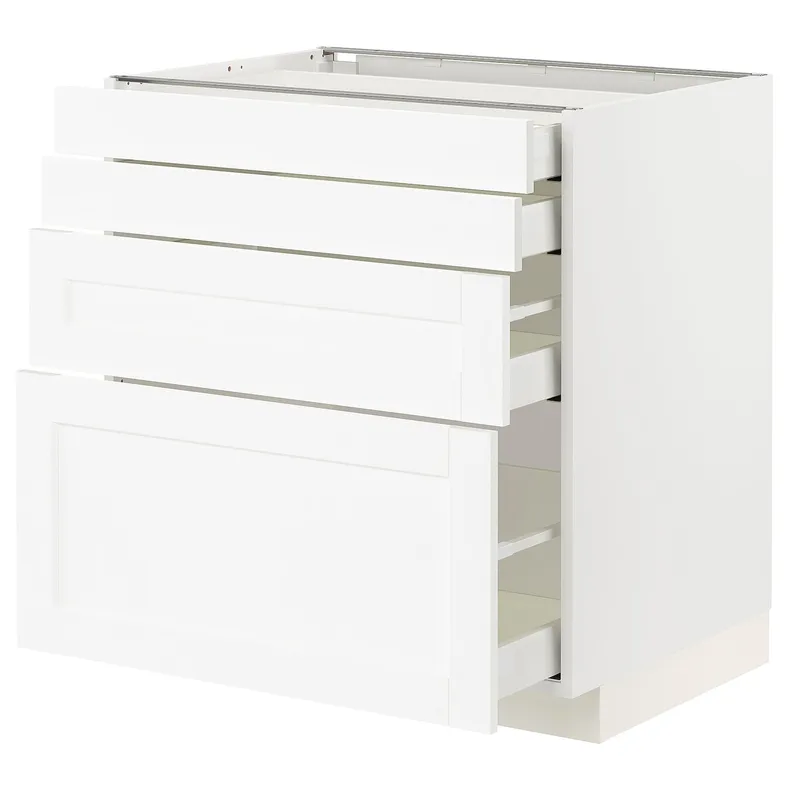IKEA METOD МЕТОД / MAXIMERA МАКСИМЕРА, напольный шкаф 4 фасада / 4 ящика, белый Энкёпинг / белая имитация дерева, 80x60 см 694.734.31 фото №1