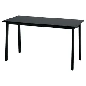 IKEA MITTZON МІТТЗОН, стіл для конференцій, шпон ясена, тонований чорним / чорним, 140x68x75 см 395.329.98 фото