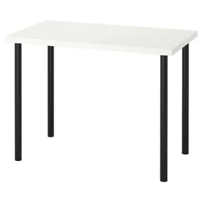 IKEA LINNMON ЛІННМОН / ADILS АДІЛС, стіл, білий / чорний, 100x60 см 099.321.77 фото