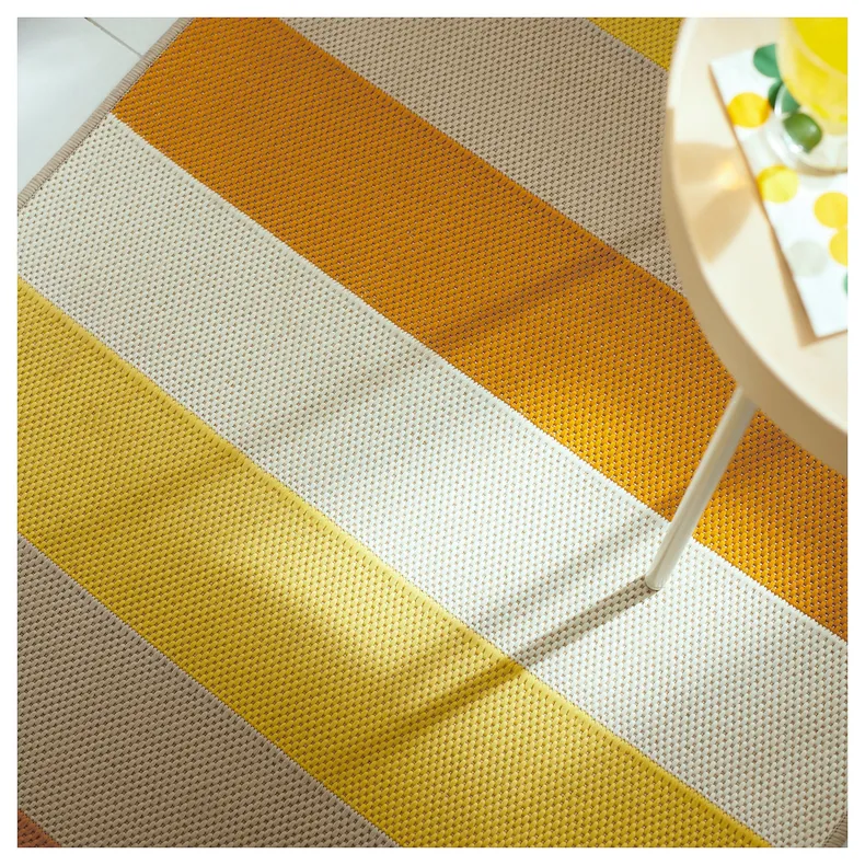 IKEA BRÖGGAN БРЕГГАН, килим, пласке плетіння, приміщ/вул, жовтий, 80x200 см 405.707.72 фото №4