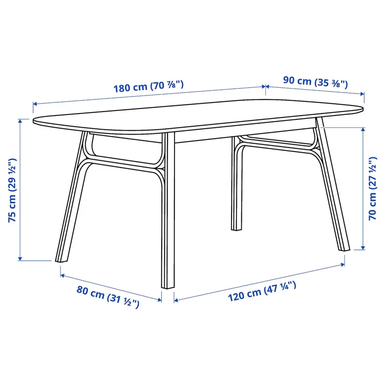 IKEA VOXLÖV ВОКСЛЁВ / ODGER ОДГЕР, стол и 4 стула, бамбук / антрацит, 180x90 см 493.886.79 фото №3