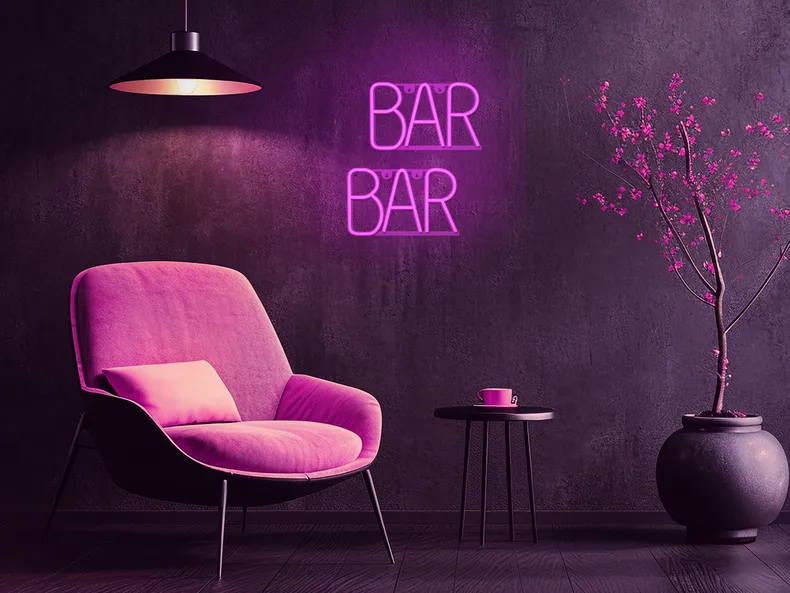 BRW Неоновий настінний світильник Bar LED рожевий 093800 фото №2