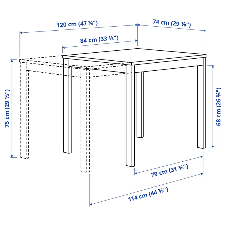 IKEA VIHALS, розкладний стіл, білий, 84/120x74 см 905.690.97 фото №5