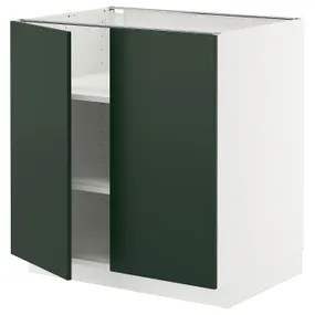 IKEA METOD МЕТОД, підлогова шафа з полицями/2 дверцят, білий / Хавсторп темно-зелений, 80x60 см 695.574.59 фото