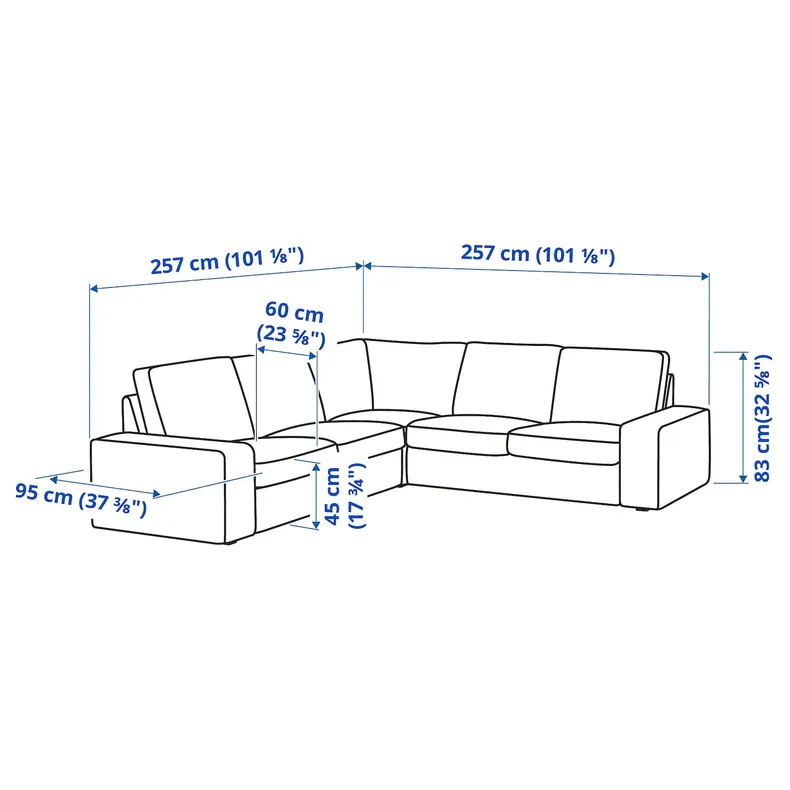IKEA KIVIK КІВІК, кутовий диван, 4-місний, Синій. 194.847.38 фото №5