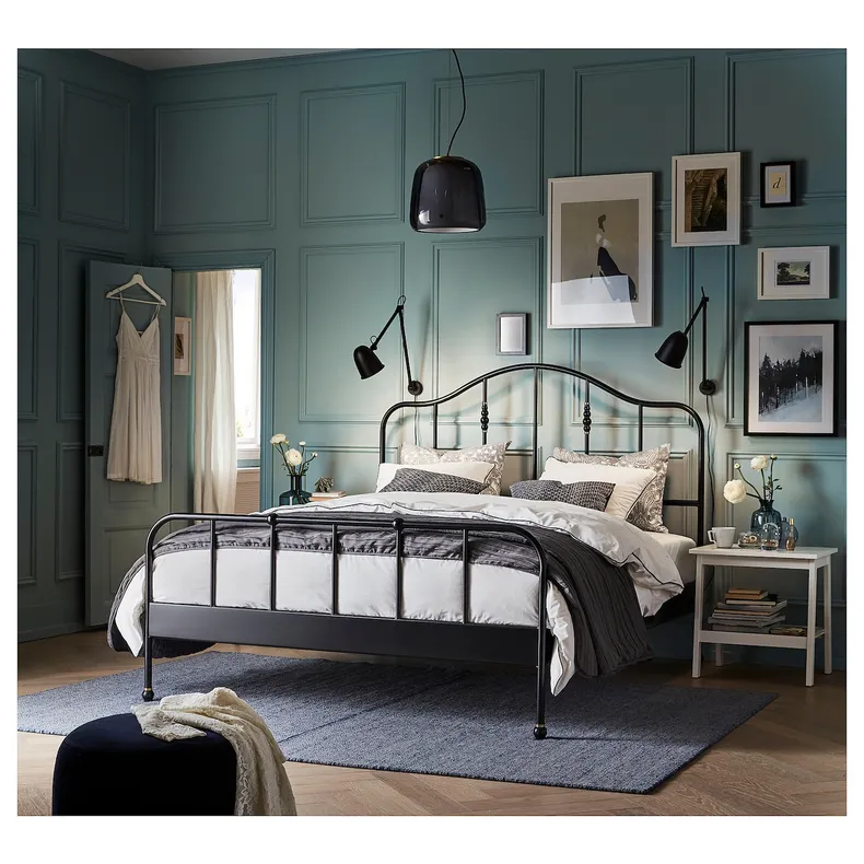 IKEA SAGSTUA САГСТУА, каркас ліжка, чорний/ЛУРОЙ, 160x200 см 092.688.34 фото №4