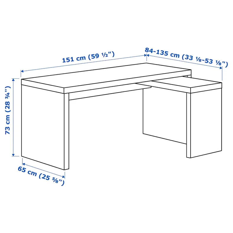 IKEA MALM МАЛЬМ, письменный стол с выдвижной панелью, черно-коричневый, 151x65 см 602.141.83 фото №4