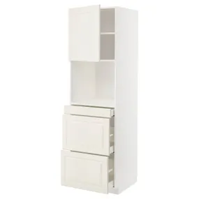 IKEA METOD МЕТОД / MAXIMERA МАКСИМЕРА, высокий шкаф д / СВЧ / дверца / 3ящика, белый / бодбинские сливки, 60x60x200 см 294.586.49 фото