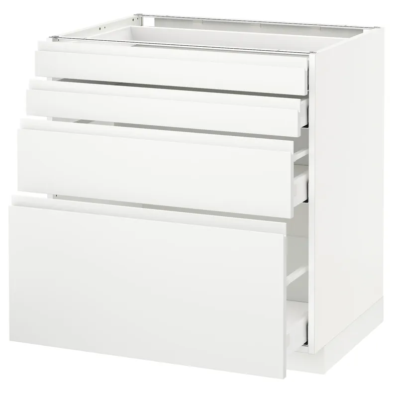 IKEA METOD МЕТОД / MAXIMERA МАКСИМЕРА, напольн шкаф 4 фронт панели / 4 ящика, белый / Воксторп матовый белый, 80x60 см 291.128.08 фото №1