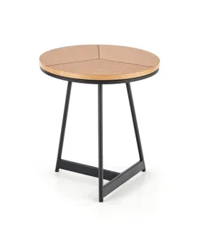 Журнальний стіл круглий HALMAR KARIDA S, 45x45 см, дерево: дуб натуральний/каркас з металу: чорний фото