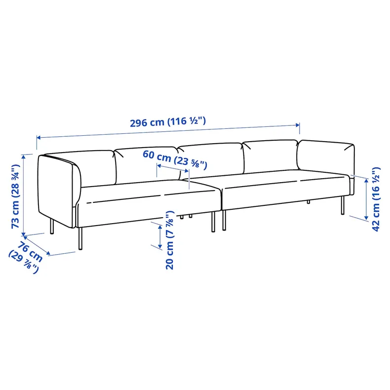 IKEA LILLEHEM ЛІЛЛЕХЕМ, 4-місний модульний диван, ГУННАРЕД/коричнево-червоний деревина 995.360.31 фото №3