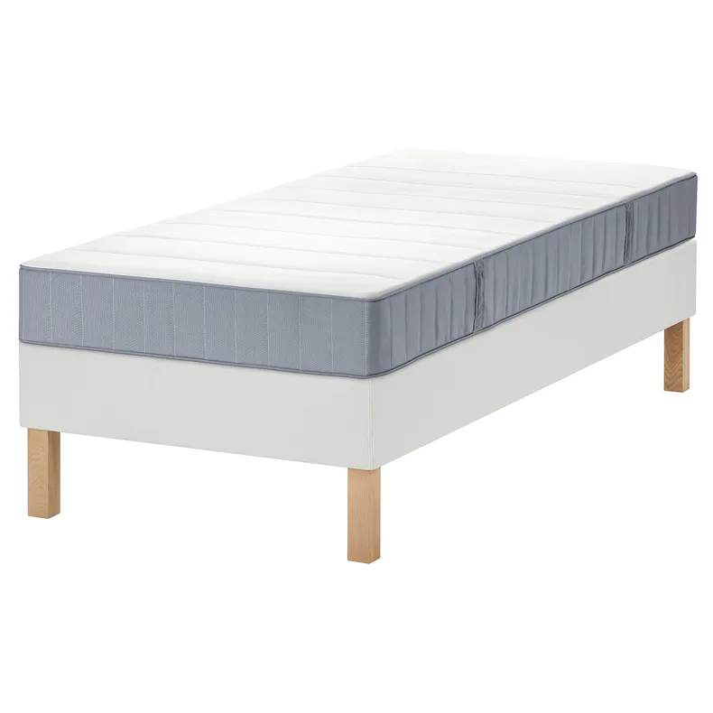 IKEA LYNGÖR ЛЮНГЕР, диван-ліжко, Vesteröy середня твердість / легка блакитно-біла, 90x200 см 695.532.96 фото №1