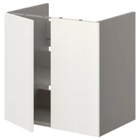 IKEA ENHET ЕНХЕТ, підлог шафа д/раковин з полиц/дврц, сірий/білий, 60x42x60 см 293.224.15 фото